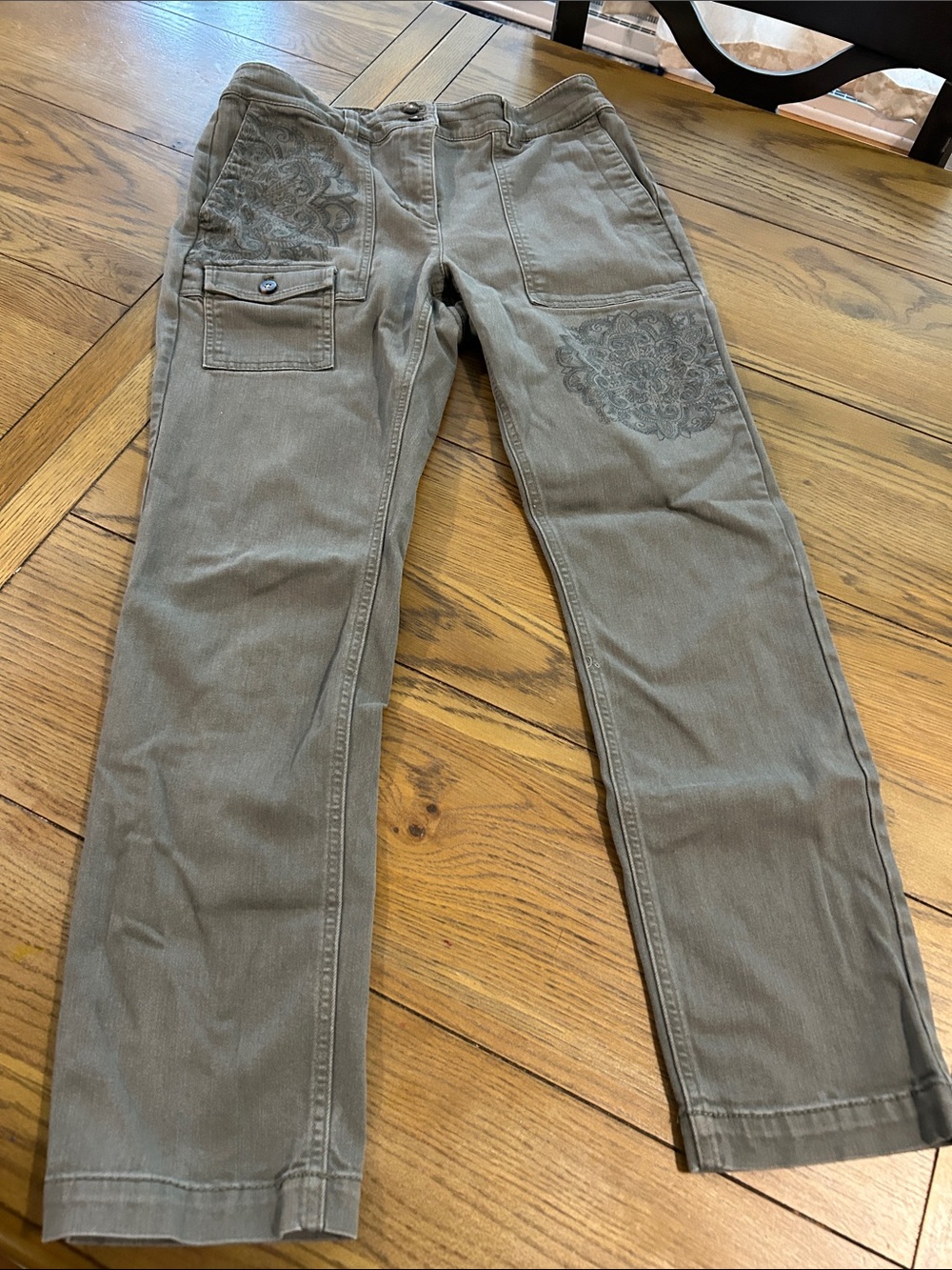 Embroidered J.jill Utility Pants in dark gray size 6